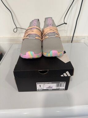 adidas little racer adapt Gray Knit Slip-On Shoes with Pastel Rainbow Sole